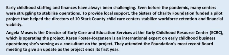Critical Support Helps to Stabilize Child Care Center Operations